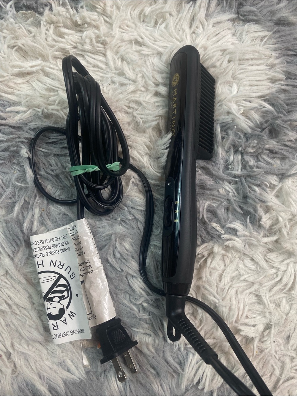 Martino Cartier Heat Blade Straightening Comb MCT3015 Black Ceramic